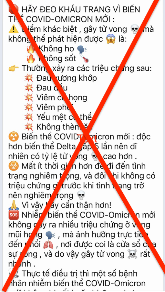 Bộ Y tế bác bỏ tin đồn có biến thể COVID-19 mới "độc hơn Delta gấp 5 lần", tử vong cao