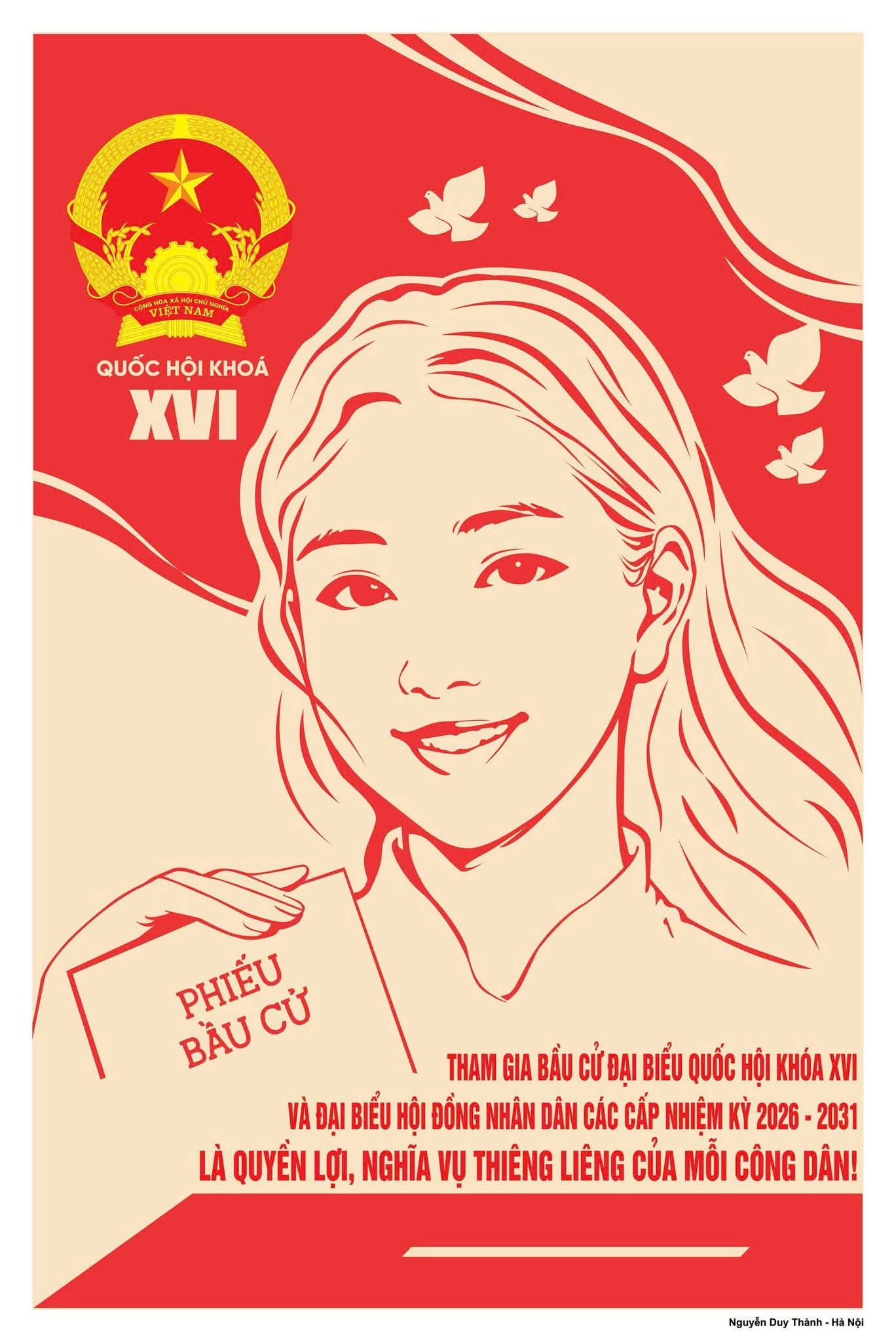 Mẫu tranh cổ động để sử dụng chính thức trong các hoạt động tuyên truyền bầu cử đại biểu Quốc hội khoá XVI và bầu cử Hội đồng nhân dân các cấp nhiệm kỳ 2026 - 2031