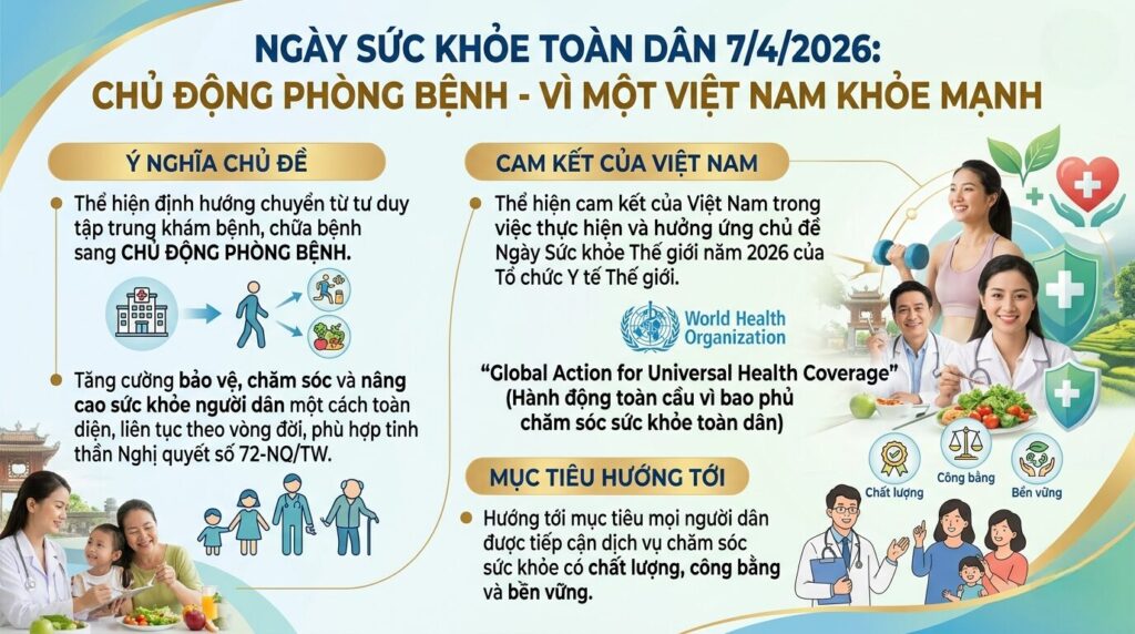 Ngày Sức khỏe toàn dân 7/4/2026: Chủ động phòng bệnh - Vì một Việt Nam khỏe mạnh