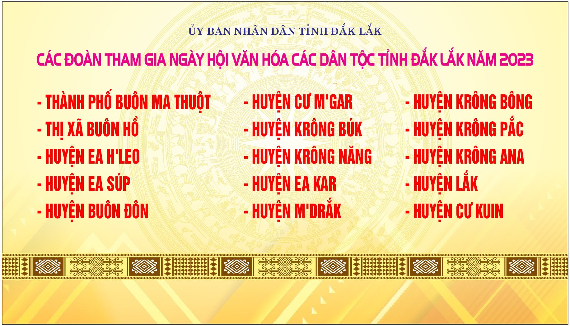 Ngày hội văn hóa các dân tộc tỉnh Đắk Lắk năm 2023 với chủ đề “Hội tụ sắc màu”